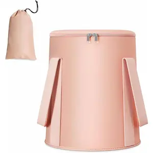 25L Collapsible Bucket Foot Bath Basin,Multifunctional Portable Foot Bath Tub Bag with Handles,Travel Outdoor Camping Portable Foot Soaking Spa Bucket (Pink)