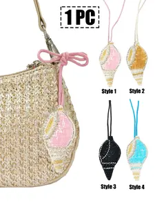 Handmade Pearl Shell Keychain DIY Bag Charm, Summer Beach Seashell Beaded Pendant, Novachic Vacation Style Jewelry Gift Set