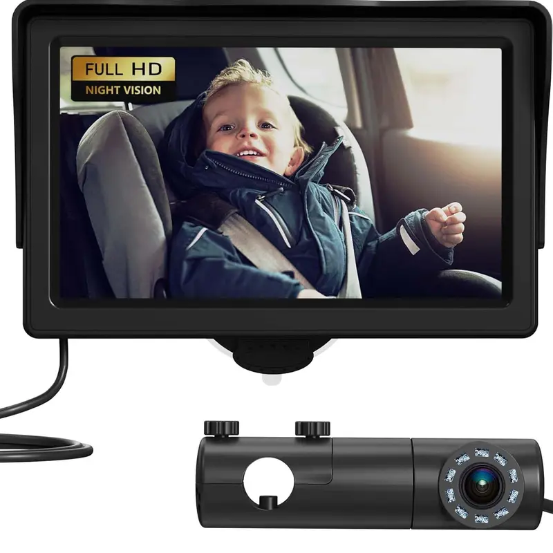 #SummerVibes Car Mirror, Grownsy Baby Car Monitor 4.3'' HD Display with Night Vision Feature, Rear Facing with Wide Clear View