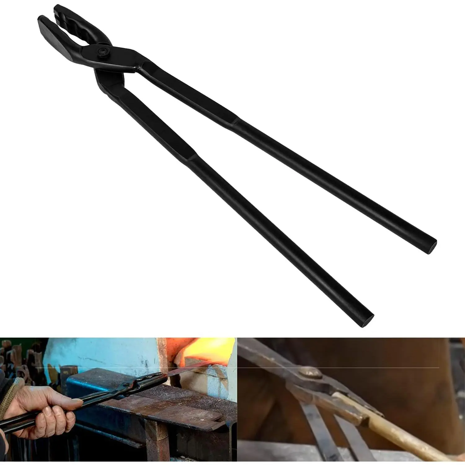 Beginner Blacksmith Starter Assembled Bladesmith  Making Tongs Anvil Vise Forge  Jaw Tongs (15 in)
