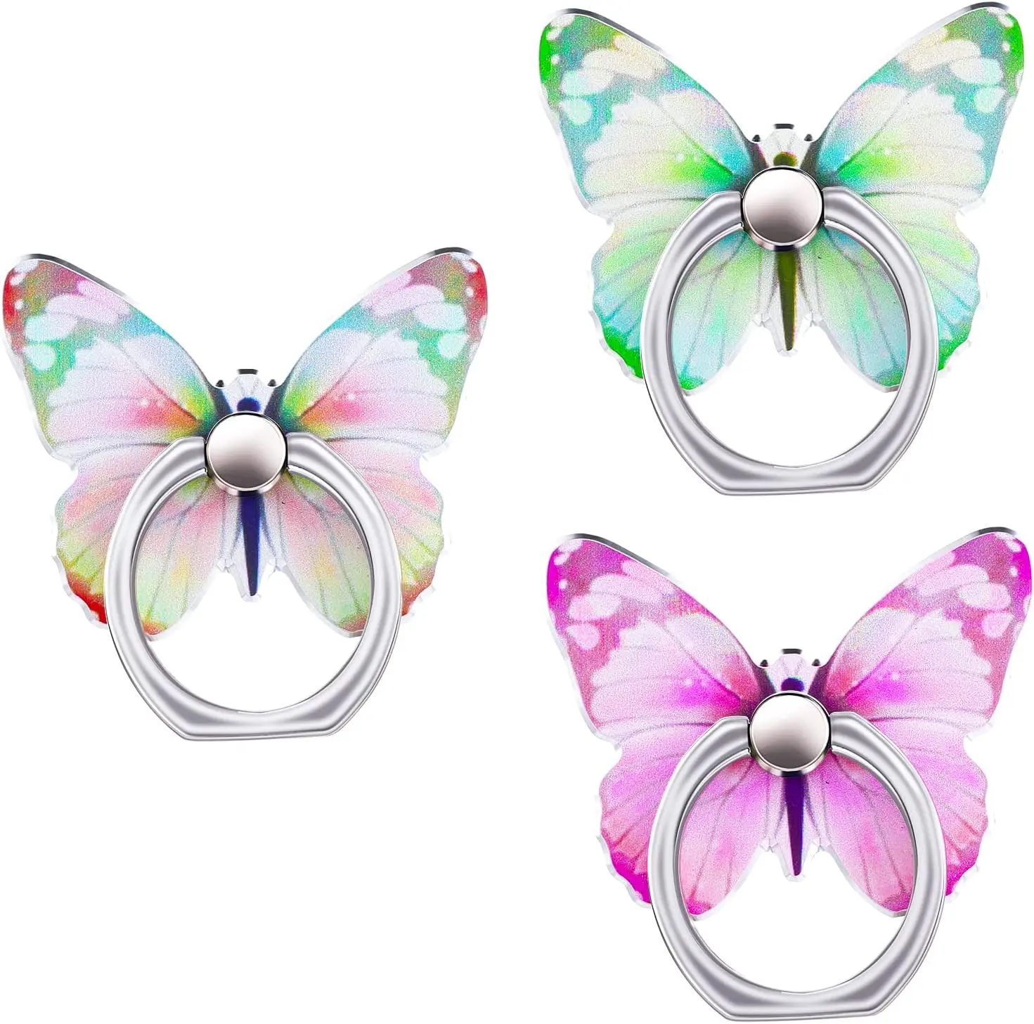 Cobee 3 Pcs Cute Butterfly Painted Cell Phone Ring Stand Holder - Stylish, Durable & Functional Accessory for Secure Grip & Easy Viewing - Perfect Gift for Butterfly Lovers & Trendy Phone Accessories cobee