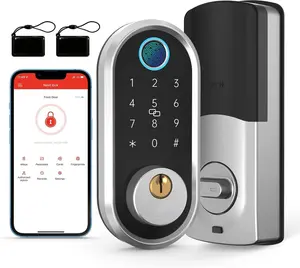 Keyless Entry Door Lock Biometric Fingerprint Smart Deadbolt Electronic Digital Bluetooth Keypad Smart Locks for Front Door IC Fob App Control 8-in-1 Hornbill Lock