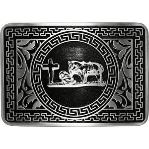 Religion Cross Cowboy Kneeling Prayer And Horse Design Belt Buckles