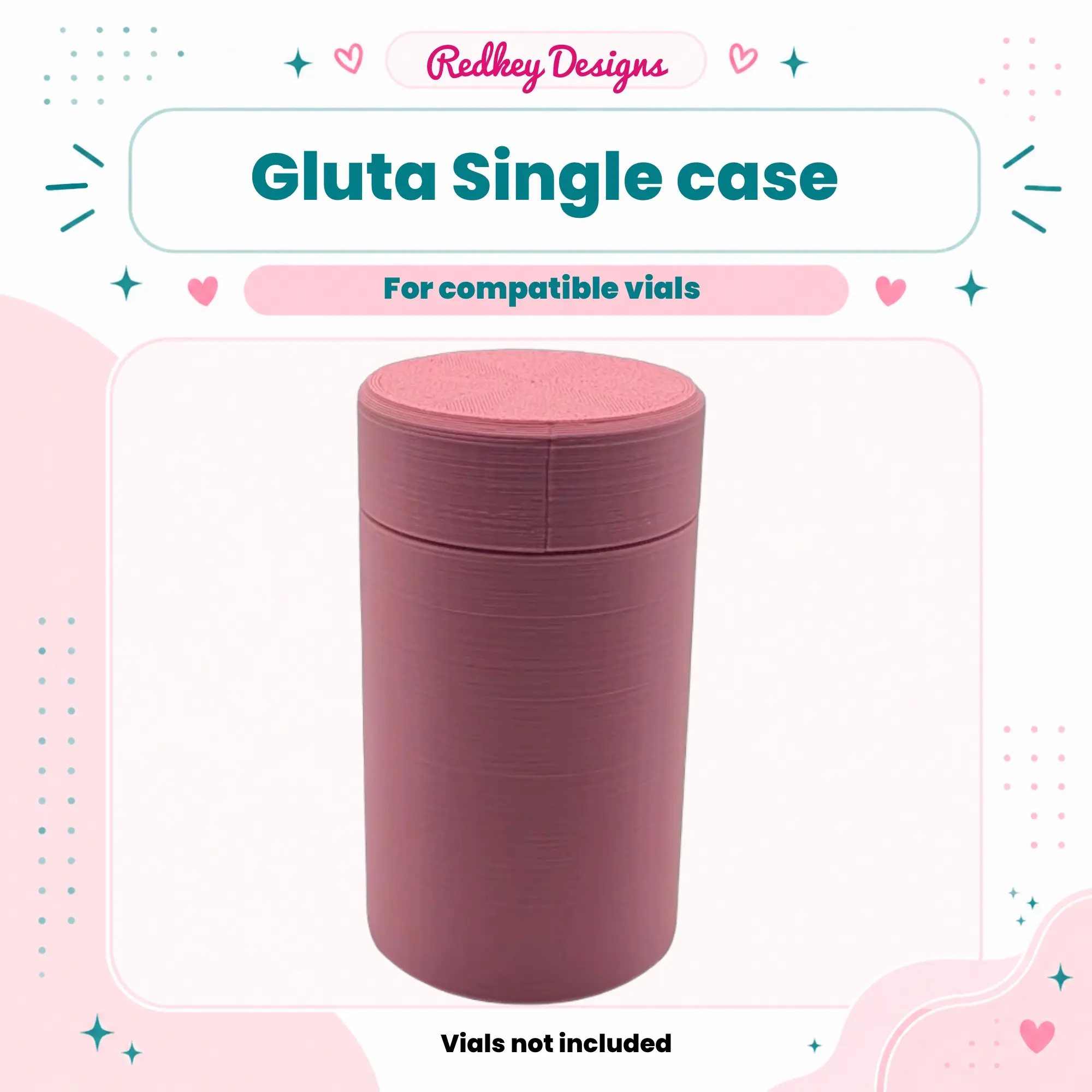 Gluta Single Vial Storage Case | Screw Top 3D Printed Protective Case