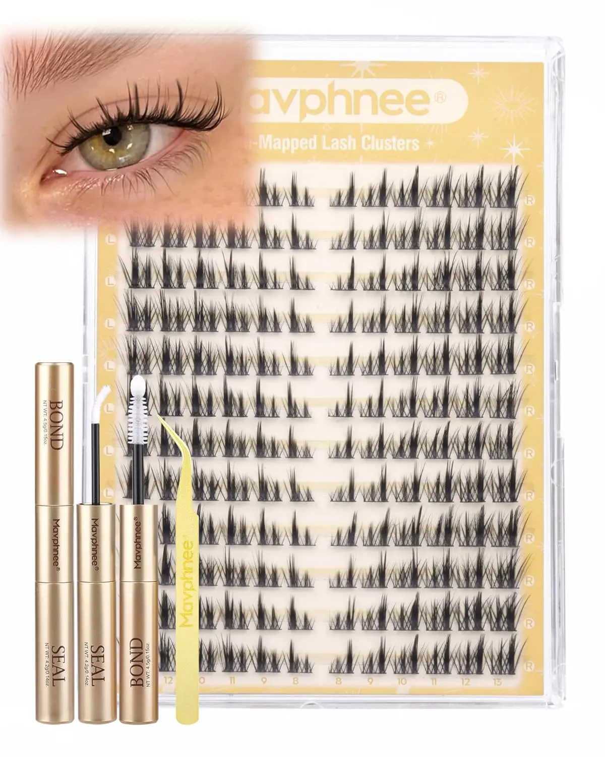 Lash Clusters Kit Short Manga Cluster Eyelash Extensions Kit Pre-Mapped Wispy Fairy Individual Lashes Kit 8-13MM CC Curve DIY Lash Extension with Bond and Seal and Tweezers