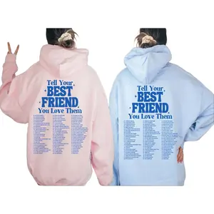 [Made in USA] Bestfriend Hoodies, Matching BFF Shirt, Best Friend Gift Hoodie with Words on the Back, Preppy Style Unisex Bestie