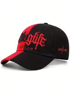 2025 Color blocked Riot LIFE Embroidery Men's Street Hip Hop Hat, Embroidered Snapback Cap, Outdoor Cycling Sports Fishing Sunshade Adjustable Baseball Hat, Urban Baseball Cap