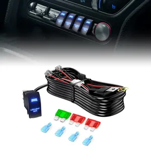 4WDKING LED Light Bar Wiring Harness Kit  Heavy Duty 12V 5Pin Rocker On Off Waterproof Switch Power Relay Blade Fuse for Off Road Lights LED Work Light