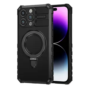 For iPhone 16 Pro Max Magsafe Wireless Charging Case Hybrid KickStand Hard Cover Protection Smartphone Cellphone Casing Protector Shockproof Durable