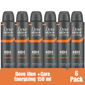 Dove Men+Care Energizing Antiperspirant Spray, 48H Protection, Quick-Drying Formula, Skin Care Technology, 150ml (Pack of 6)