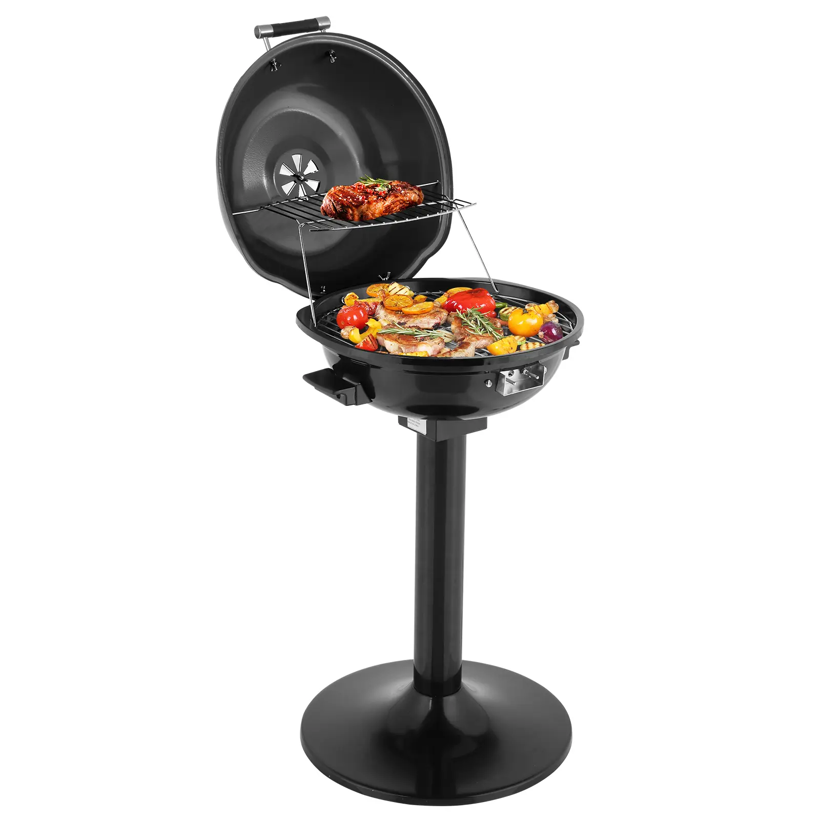 1600W Black Electric BBQ Grill with Stand, Portable Double-Layer Large Surface Indoor/Outdoor Appliance for Family Dinners, Backyard Cookouts, (20.1 x 16.5 x 32.3) in, Corded, (51 X 42 X 82) Cm