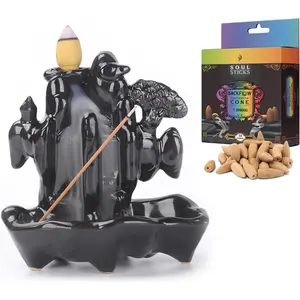 Zen Forest Backflow Burner with 7 Chakras Backflow Cones Set