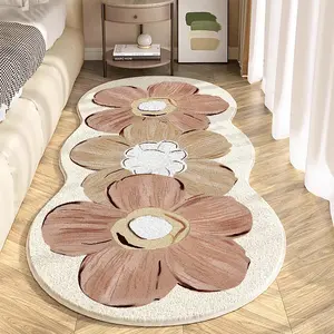 Flower Pattern Non-slip Floor Mat, 1 Count Rectangle Home Decorative Carpet, Flower Pattern Rugs, Washable Soft Floor Rug for Home Living Room Bedroom Hotel, Floral Area Rug