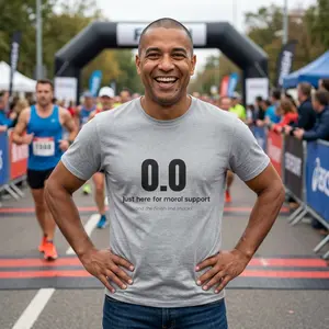 Men's Funny Graphic Tees - Race Day Support T-Shirt, "0.0 Just Here for Moral Support" Running Spectator Top