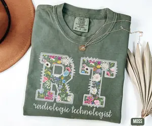 Floral radiologic technologist shirt, Radiologic tech t-shirt, Gift for radiologic technologist, Radiologic tech shirt, RT new Grad Comfort Fabric Tee Top