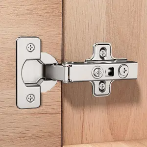 2 Pack 1 Pair Precision-Engineered Frameless Full Overlay Soft Close Cabinet Hinges, European Hinges for Cabinets,  Cabinet Hinges Adjustable 35mm Cup Clip- Plate Nickel Plated Finish