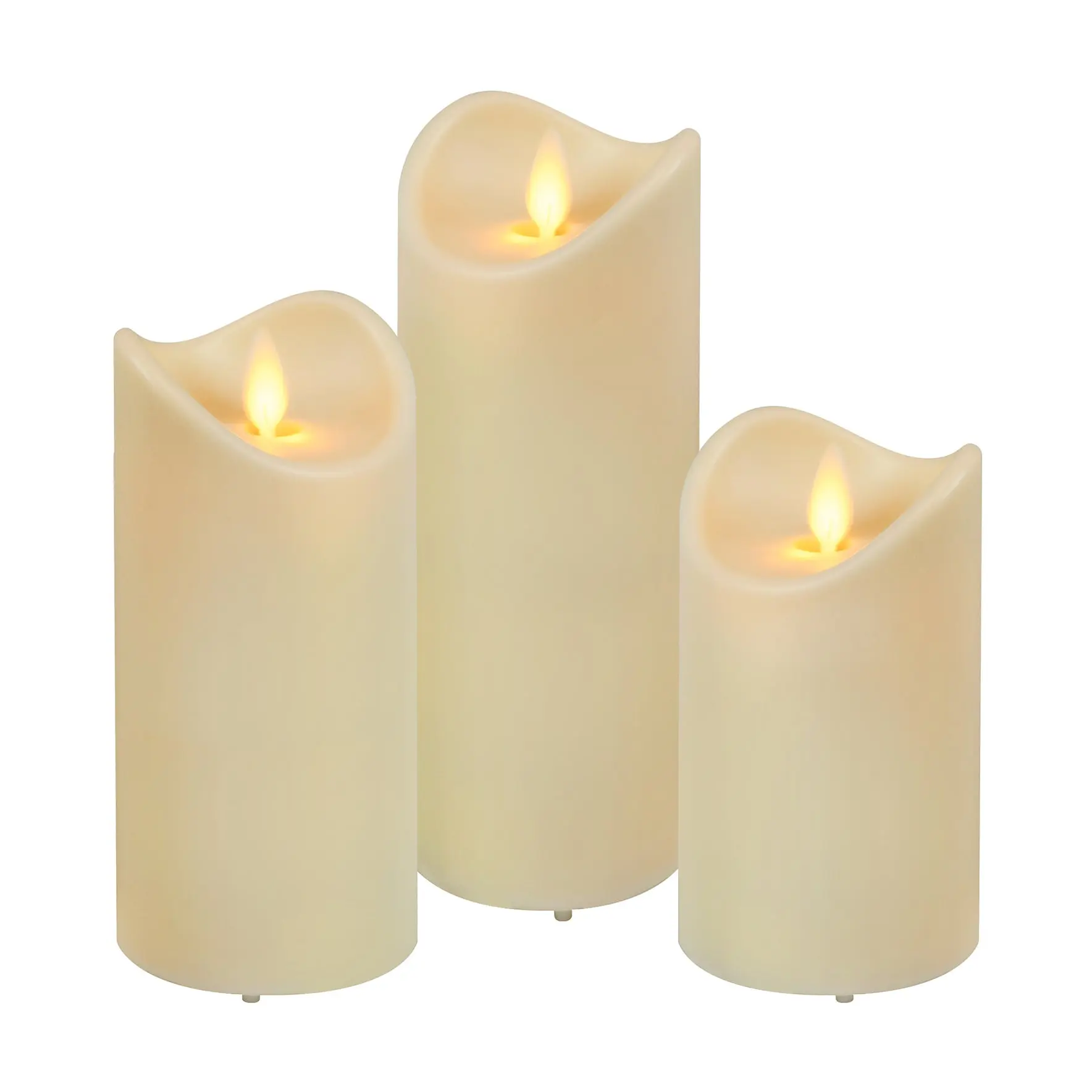 LumaBase Set of 3 Weather-Resistant LED Flickering Flame Candles, 5-Hour Timer, Indoor-Outdoor Use, Ambient Decoration Lamp