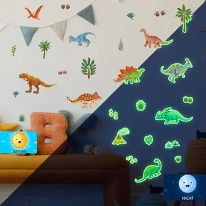 A set of three (20*30cm*3pcs) dinosaur, plant and volcano fluorescent wall stickers for living room, entrance, corridor home decoration and beautification. Self-adhesive. YCG16504-KX Luminous Wall Sticker