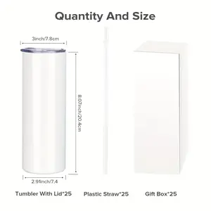 25/10/4 Pack Of 20 Oz Sublimation Blank Tumbler Insulated Cups Double Wall Vacumn Water Bottles Metal Straw Shrink Wrap Gift Box Package Stainless Steel Portable Vacuumflask Aluminum Drinkware Bottled Containers Plastic Lid