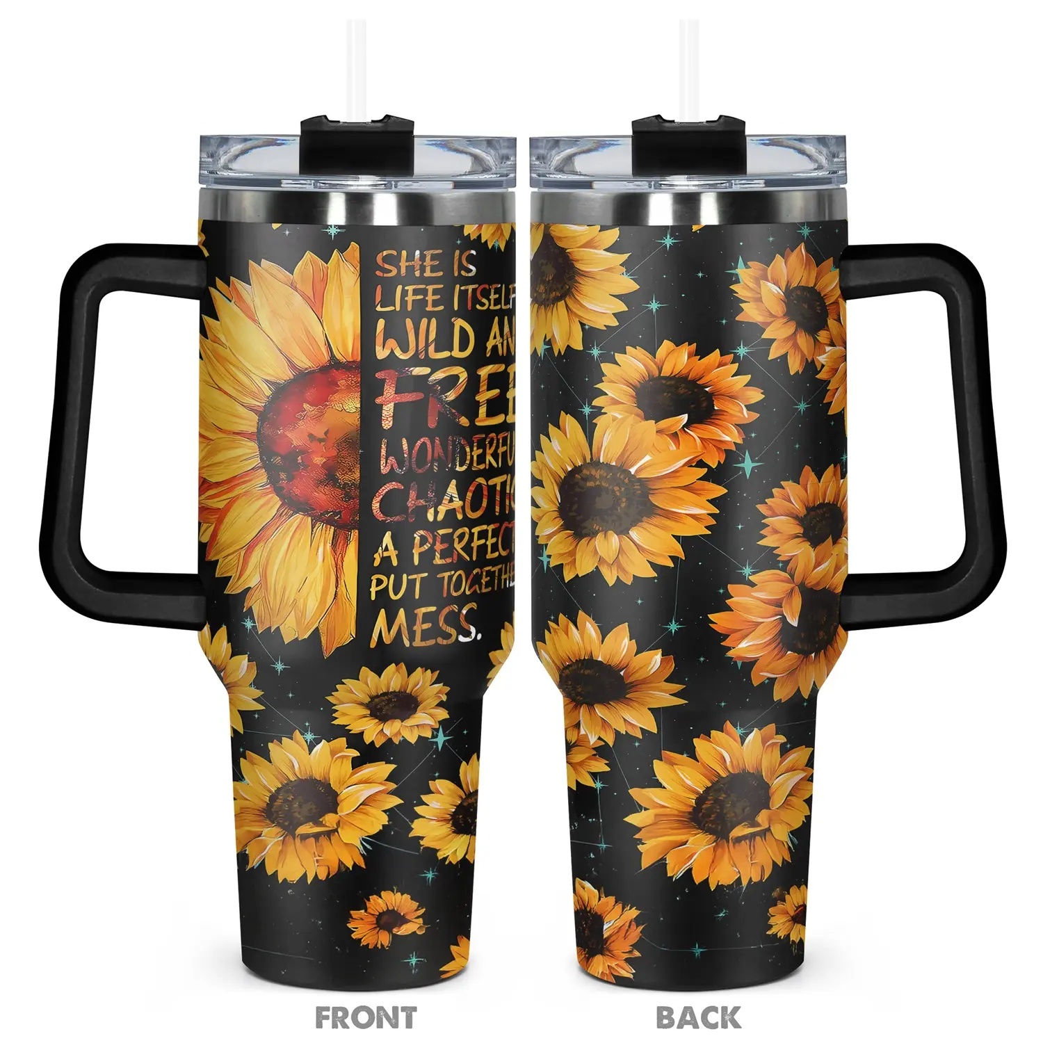 1pc, Gifts for Sunflower Lovers 40oz Tumbler, Be A Sunflower Funny Print 40oz, Insulated and Durable, Gift for Any Occasion: Birthdays, Holidays, or Special Moments for Family, Friends, cup, Sippy Cup Straw Sublimation Cup The Ordinary Water Bottle
