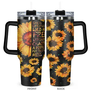 1pc, Gifts for Sunflower Lovers 40oz Tumbler, Be A Sunflower Funny Print 40oz, Insulated and Durable, Gift for Any Occasion: Birthdays, Holidays, or Special Moments for Family, Friends, or Coworkers, Funny Dad Tumbler
