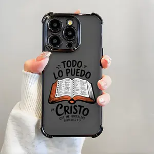 Bible Verse Aesthetic Christian Pattern Phone Case , Electroplated Cover with Airbag Shockproof Slim Soft TPU Cover for iPhone X 11 12 13 14 15 16 17 Pro Max Plus Air