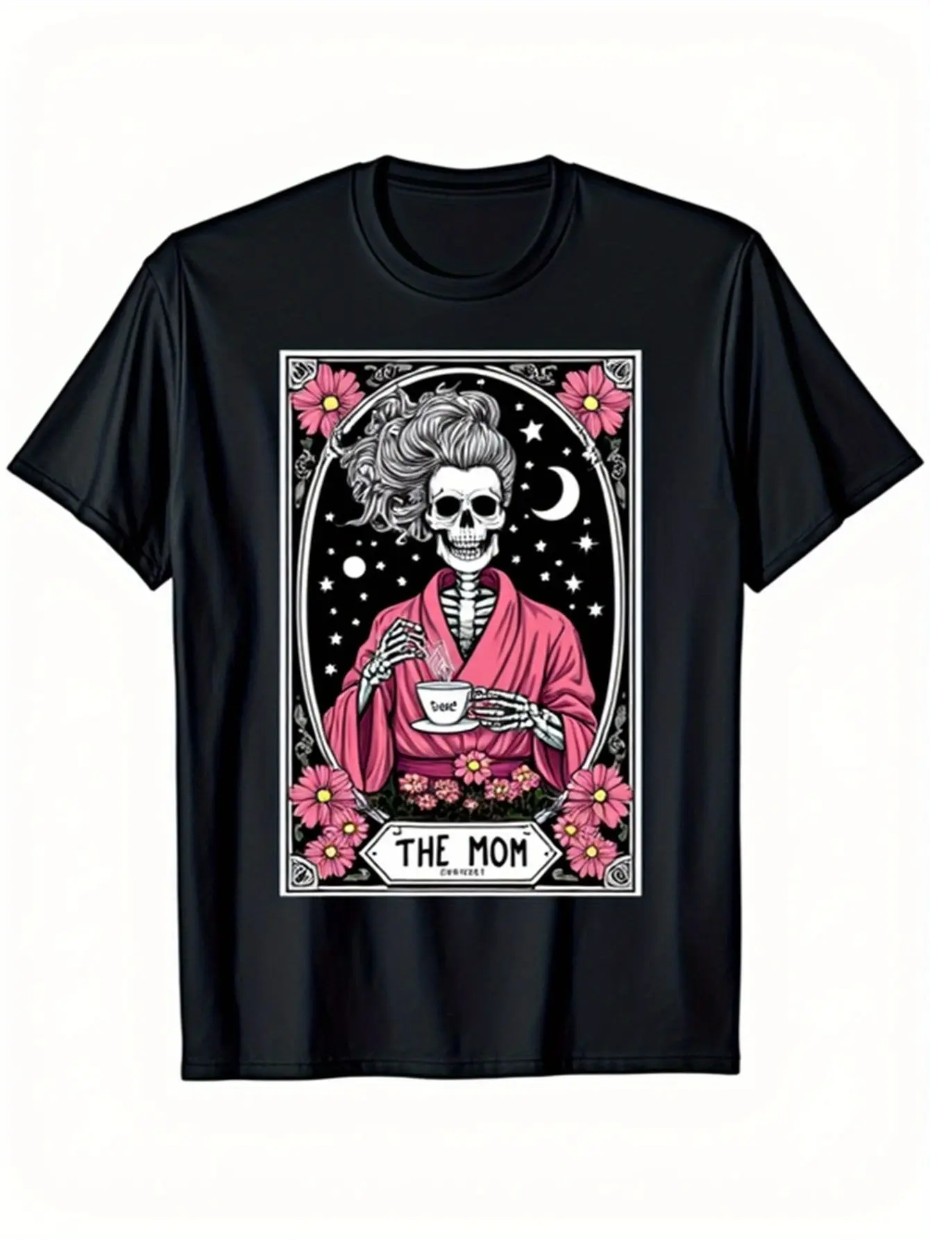 The Mom Tarot Card Gothic T-Shirt - 220GSM Heavy C unisex soft cotton short sleeve t shirt, vintage graphic casual tee for men women teens, perfect birthday holiday gift for camping travel gym daily street  wear