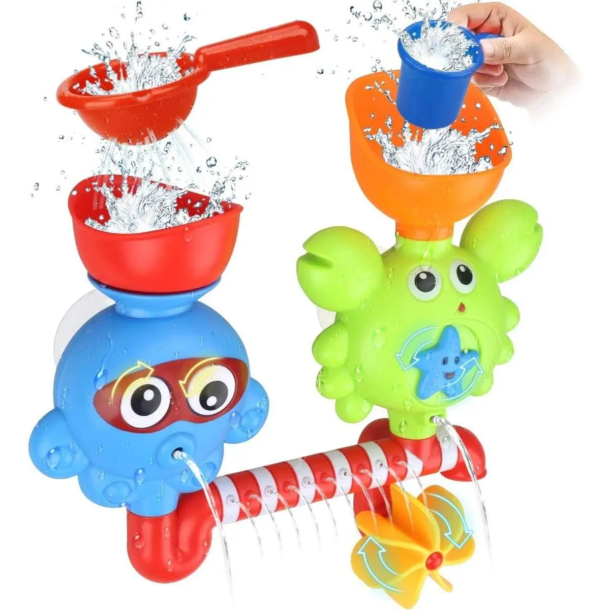 P-TBT04  Bath Toys Bathtub Toys for 1 2 3 4 Year Old Kids Toddlers Bath Wall Toy Waterfall Fill Spin and Flow Non Toxic Birthday Gift Ideas Color Box (Multicolor)