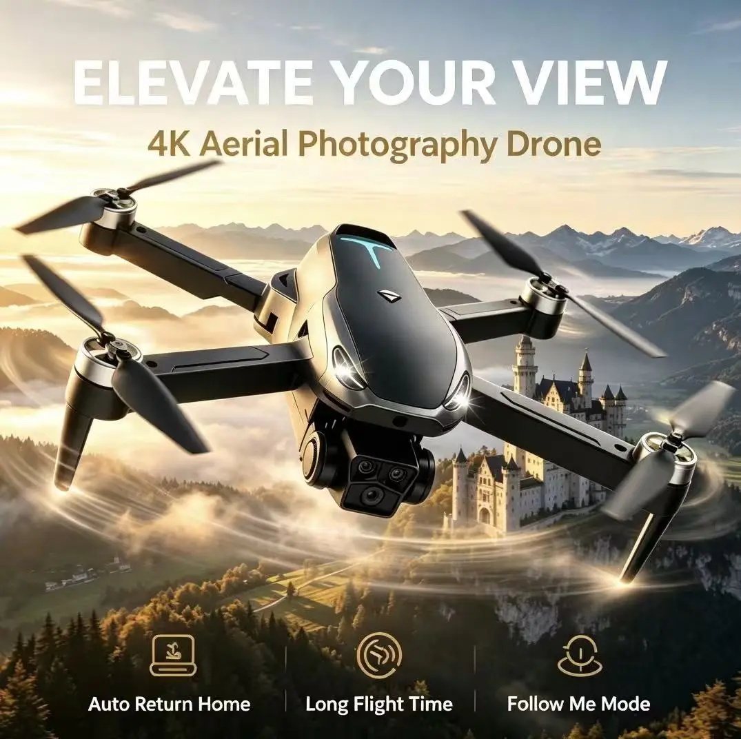 2026 M8 Pro Drone & 4K  Camera, GPS & 5G WiFi FPV, Brushless Motor, Optical Flow Hover, Smart Obstacle Avoidance, Auto Return, 360° Stunt Roll, Dual Batteries Included