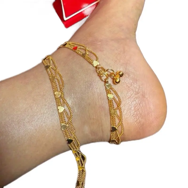 Women's Gold-Tone Metal Coating Anklets - Elegant Chain with Geometric Disc Charms, Goldtone Glow Costume Jewelry for Casual, Wedding Wear, Fashion Accessory