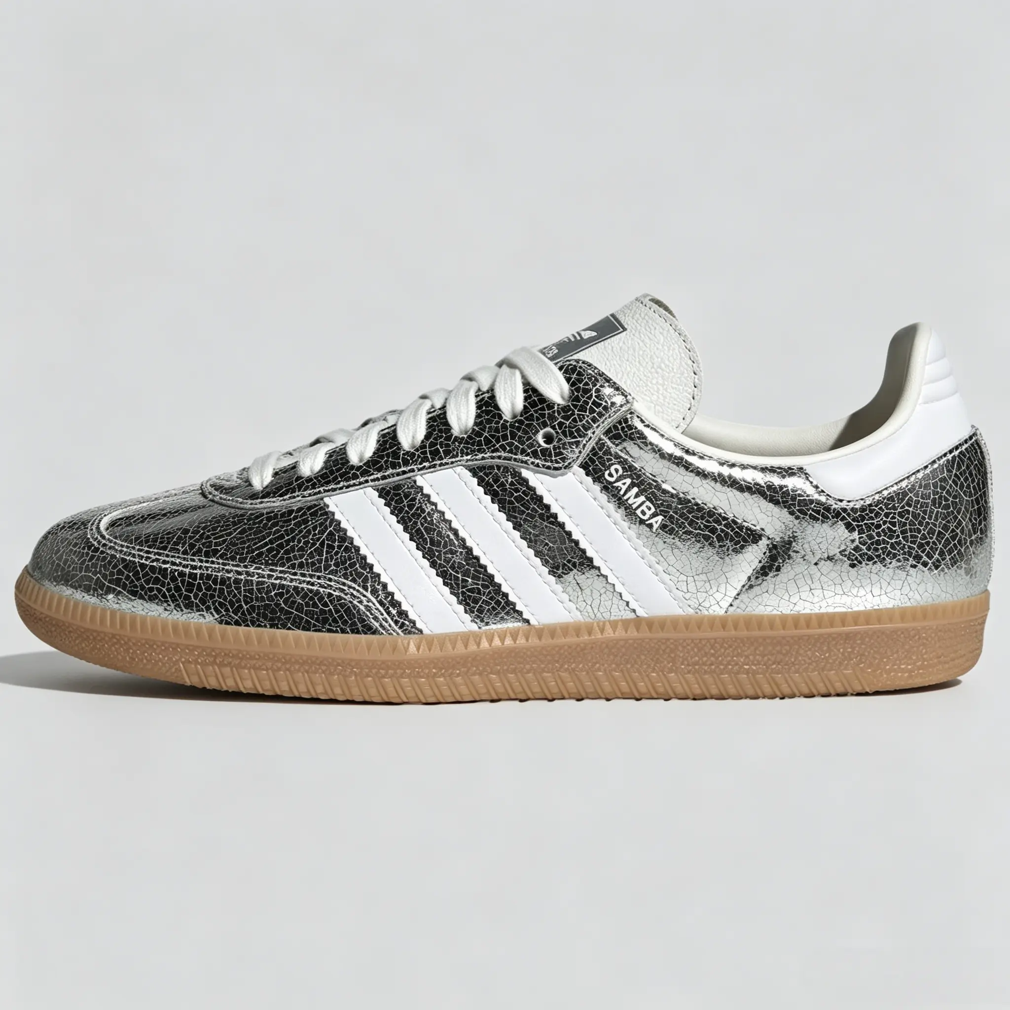 Women's adidas Samba OG Sports Shoes - 'Cracked Metallic Pack - Silver' Casual Trainers