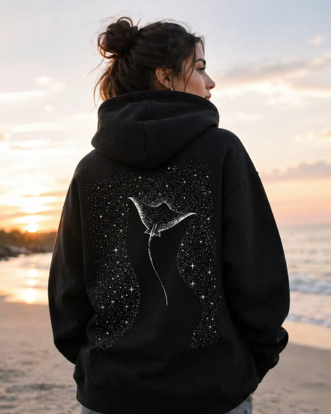 Manta Ray Hoodie, Manta Ray Sweatshirt, Ideal for Ocean Enthusiasts, Beach Girl Gift, Coconut Pattern Women's Hoodie, Marine Life Hoodie, Biologist Gift, Unisex Sweatshirt