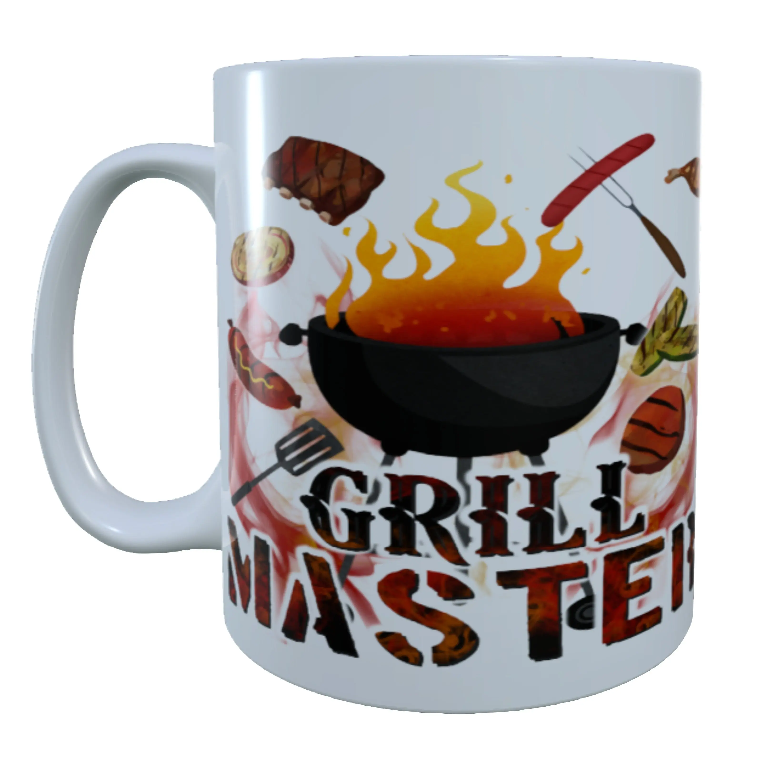 Ceramics 15oz BBQ Theme Mug - Sublimated Print, Durable, Heat Resistant, Insulated Handle, Ideal for Outdoor Grill Masters