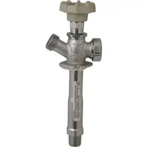 B&K Mueller 1/2" Pipe, 4" Long Shank, Chrome Plated Brass Antisiphon Frostfree Sillcock Handwheel Handle, Male & Solder End Connections, 125 psi WOG Rating 104-821HC