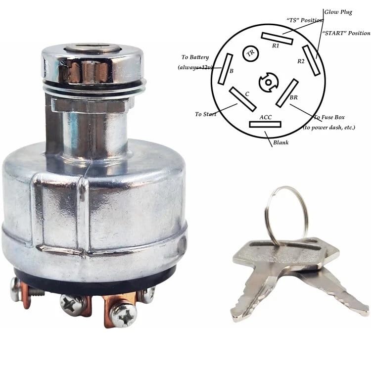 91204-17400 91205-14900 91106-07400 Ignition Key Switch with 2 Keys Compatible with Mitsubishi Caterpillar Forklift