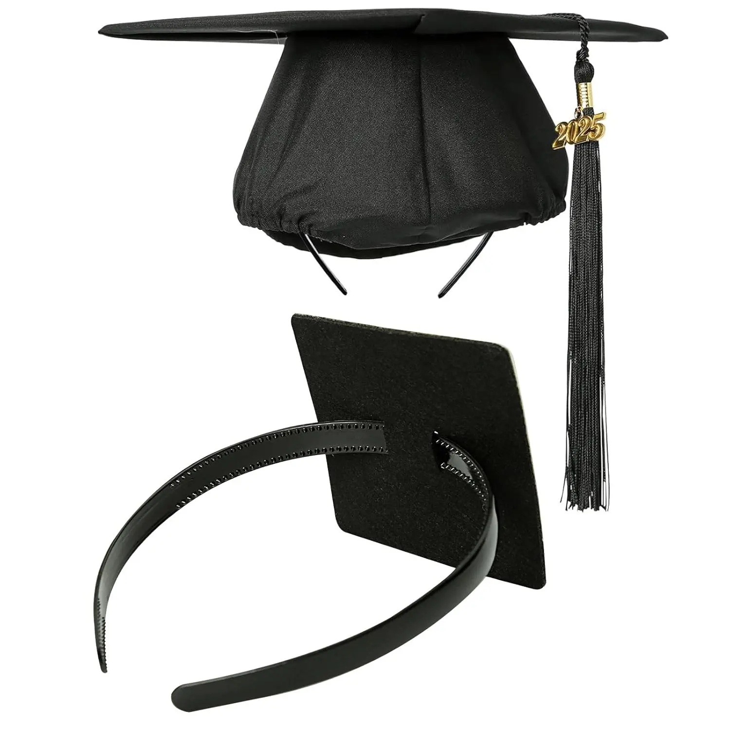 Black 1 Pack Graduation Cap Headband Insert- Firm Anti-fall Hair Band,Graduation Hat Headband Holder for Secure Grad Cap And Hairstyle,Hat Accessories for Graduates,Students,Girls
