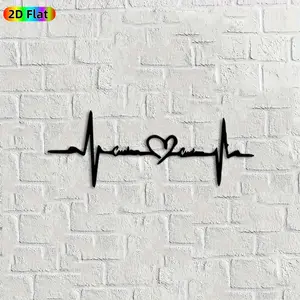 1pc Heartbeat & Heart Metal Wall Art, Romantic Heartbeat Statue Mural, Ideal Gift for Valentine's Day, Wedding Anniversary, Heartbeat Decor Enthusiasts,  Perfect for Bedroom Wall & Garden Fence, Romantic Home & Outdoor Decor