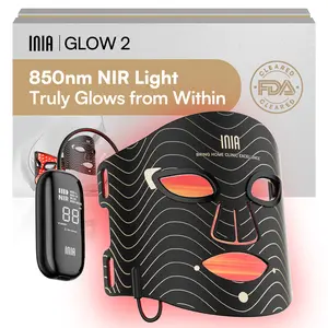 INIA GLOW 2 Red Light Therapy Mask , 4 Light Modes with 850nm NIR, 2600mAh Rechargeable LED Face Mask for Skincare at Home and Travel, Mother's Day Special Gift