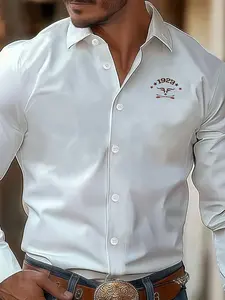 Mens Western Cowboy Casual Long Sleeve Stylish Top for Spring and Fall Season Casual Menswear
