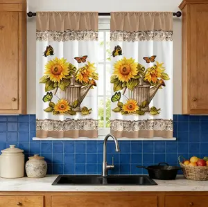 2pcs Pack Modern Eyelet Window Curtains: Polyester Light Filtering Twill Weave Panels for Living Room & Bedroom - Privacy & Decor