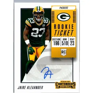 2018 Panini Contenders Rookie Ticket Auto Jaire Alexander #153 Rookie Auto RC