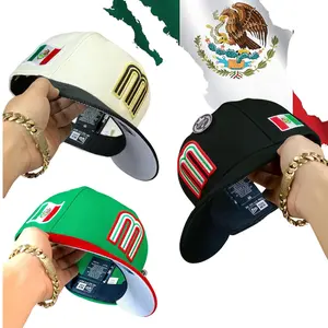 Mexico National Pride Snapback Hat – New Era Inspired Flat Brim Baseball Cap with 3D Embroidered M Logo, Mexican Flag Side Patch, Unisex Urban Streetwear Accessory, Trendy Casual Fashion Headwear for Everyday Wear 2026