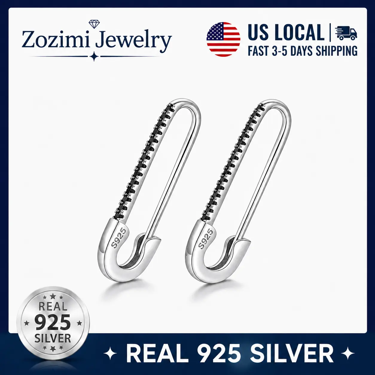 S925 Sterling Silve Minimalist Punk Safety Pin Earrings Jewelry, Accessories for Men & Women, Elegant All-match Fashion Accessories for Daily wear and Gift, women and men's y2k jewelry
