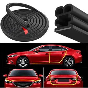 Car Door Seal Strip, 32.8 ft Rubber Double Layer Self Adhesive Automotive Weather Stripping for Windows Hood Trunk, Soundproofing Vehicle Sealing Strip Accessories, Universal Fit