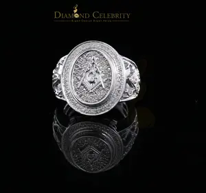 e 10 Skip to product information  King Of Bling's 0.33 CT Real Diamond Men's 925 Sterling Silver Masonic White Ring With Size 10