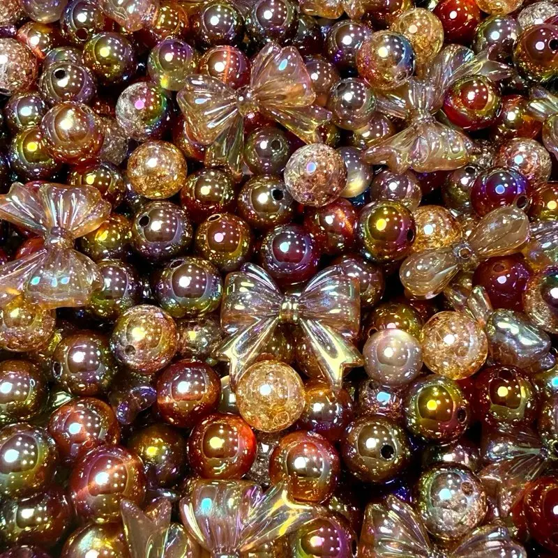 Luxury Golden Brown Bead Mix Colorful Beads for Crafting and Jewelry Making with Bow Design