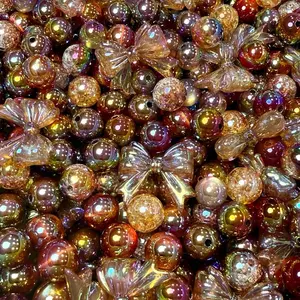Luxury Golden Brown Bead Mix Colorful Beads for Crafting and Jewelry Making with Bow Design