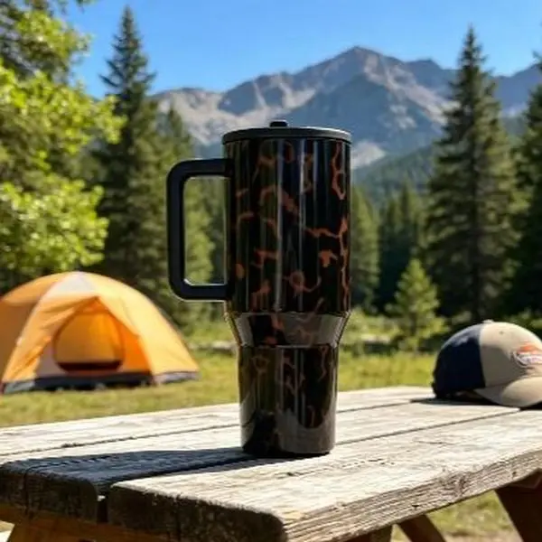 40oz Insulated Stainless Steel Sports Water Bottle - Dark Tortoiseshell Pattern, Leak-Proof Lid, 24-Hour Cold Retention, Stylish Portable Travel Drink Flask