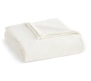 Martha Stewart Bedford Tile Pearl White Cotton Queen Blanket