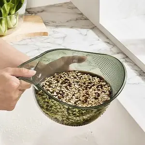 Rice Washing Bowl Plastic Colander Sieve Vegetable Drainer Basket Kitchen Tools Food Beans Sieve Fruit Drainer